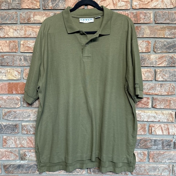 Levi's Shirts Men's XL Green Vintage Polo Short Sleeve Casual Polyester - Picture 1 of 4